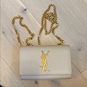 Yves Saint Laurent Taupe Crossbody with Gold Chain